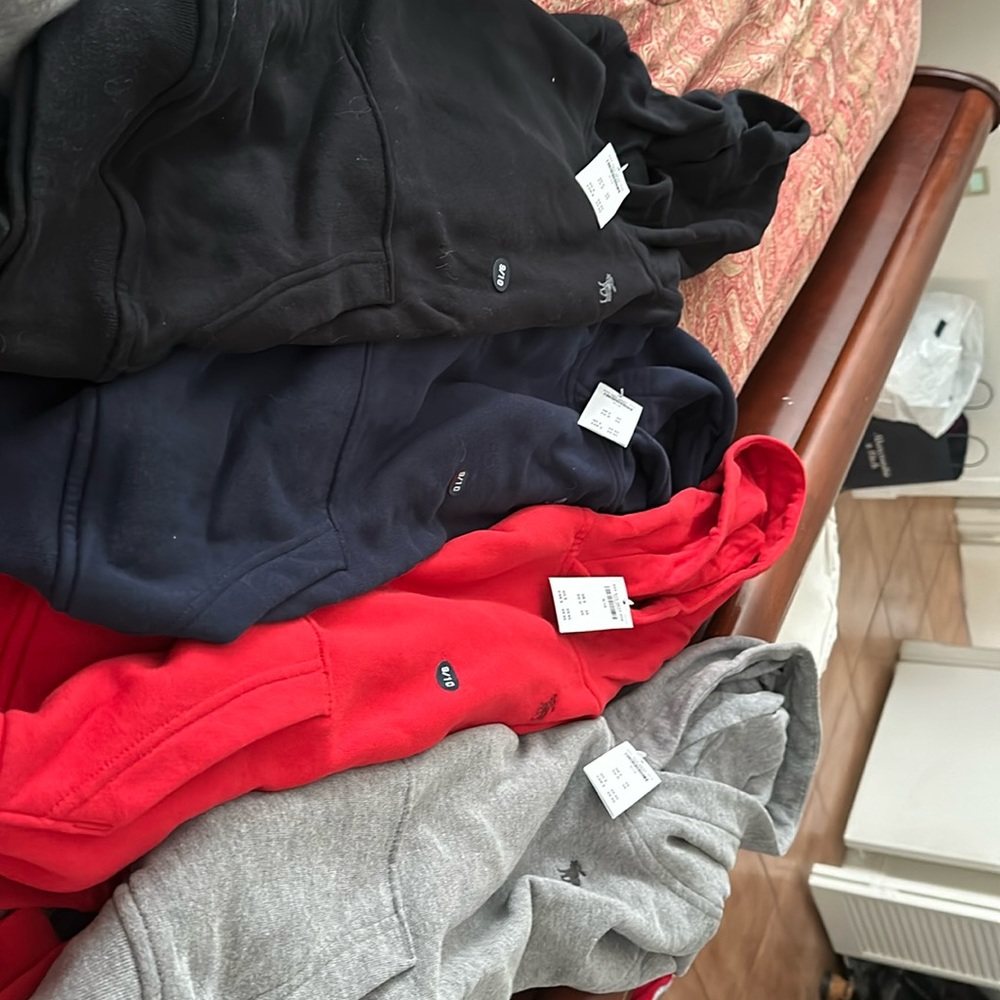 Abercrombie & Fitch kids hoodie in black, gray, red, and blue size 9/10